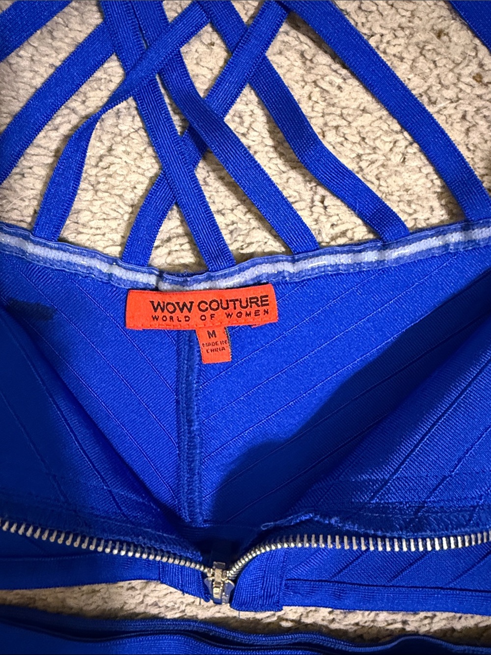 WOW couture Electric Blue Strappy Crop Top & Skirt Set - Picture 2 of 2